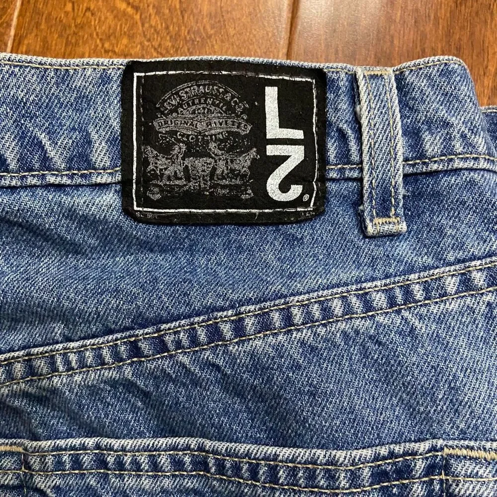 Levi's L2 Vintage 1998 Baggy Loose Fit Denim Blue Jeans Men's Size 38W x 30L